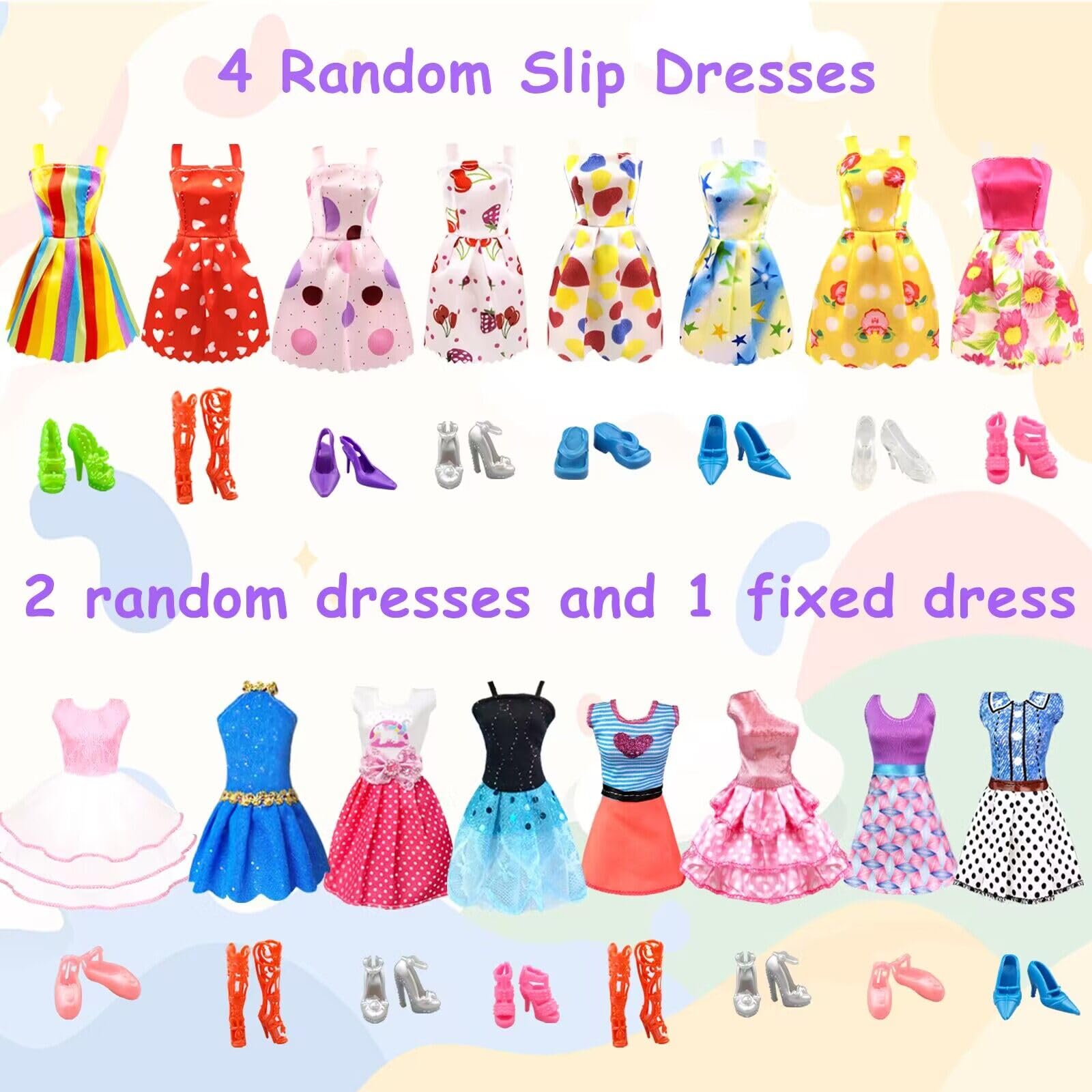 BNUZEIYI 85PCS Doll Clothes and Accessories with Doll Closet for 11.5 Inch Doll - Fashion Design Doll Set Including Wedding Dress Fashion Dresses Outfits Tops and Pants Shoes Hangers Bags for Girls