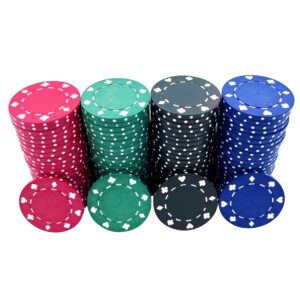 SEETOOOGAMES Casino Poker Chips - 100 Pieces 11.5g Suited Design - 4 Colors (25 red, 25 Green,25 Blue,25 Black)