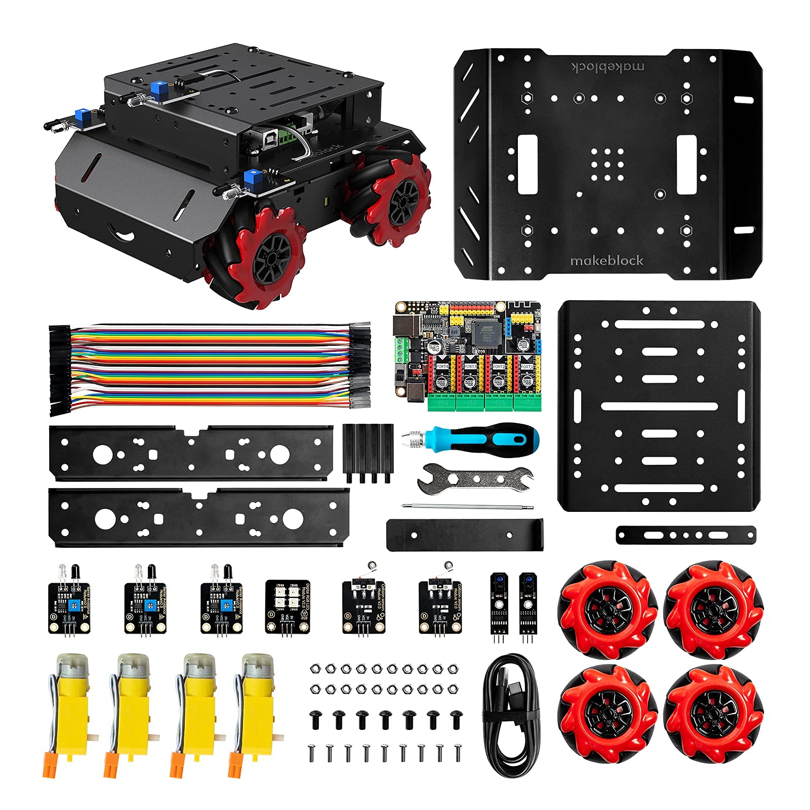 Makeblock mBot Mega Robot Kit with Mecanum Wheels, Programmable Robotics Kit Compatible with Arduino IDE and Raspberry Pi for Teens & Adults, Robotics Gift for Learning Coding, Robotics, Electronics