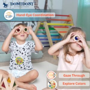 DomiDoni Wood Building Blocks Set - Montessori Toys Wooden Stacking Blocks for Toddlers Baby Boys and Girls - Preschool Shape Sorting and Stacking Wooden Toys Gifts for Kids