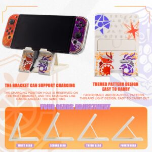 Carrying Case Compatible with Nintendo Switch Oled（Scarlet & Violet ),Switch Oled Case Cover with Screen Protector,Playstand,Thumb Grip Caps for Nintendo Switch Oled.