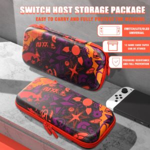 Carrying Case Compatible with Nintendo Switch Oled（Scarlet & Violet ),Switch Oled Case Cover with Screen Protector,Playstand,Thumb Grip Caps for Nintendo Switch Oled.