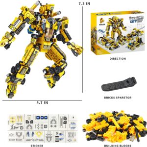 PANLOS Robot Building Toys, 12-in-1 Transforming Engineering Building Blocks Construction Vehicles Kit, STEM Learning Building Bricks Set, Birthday Gifts for Kids Boys Girls Age 6-12 (573 Pieces)