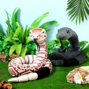 Moneer 2 Pcs Halloween Realistic Animal Snake Stuffed Animal 54 Inch Long Stuffed Animal Plush Snake Rattlesnake Plush Toy Giant Snake Fake Stuffed Snake for Halloween Christmas