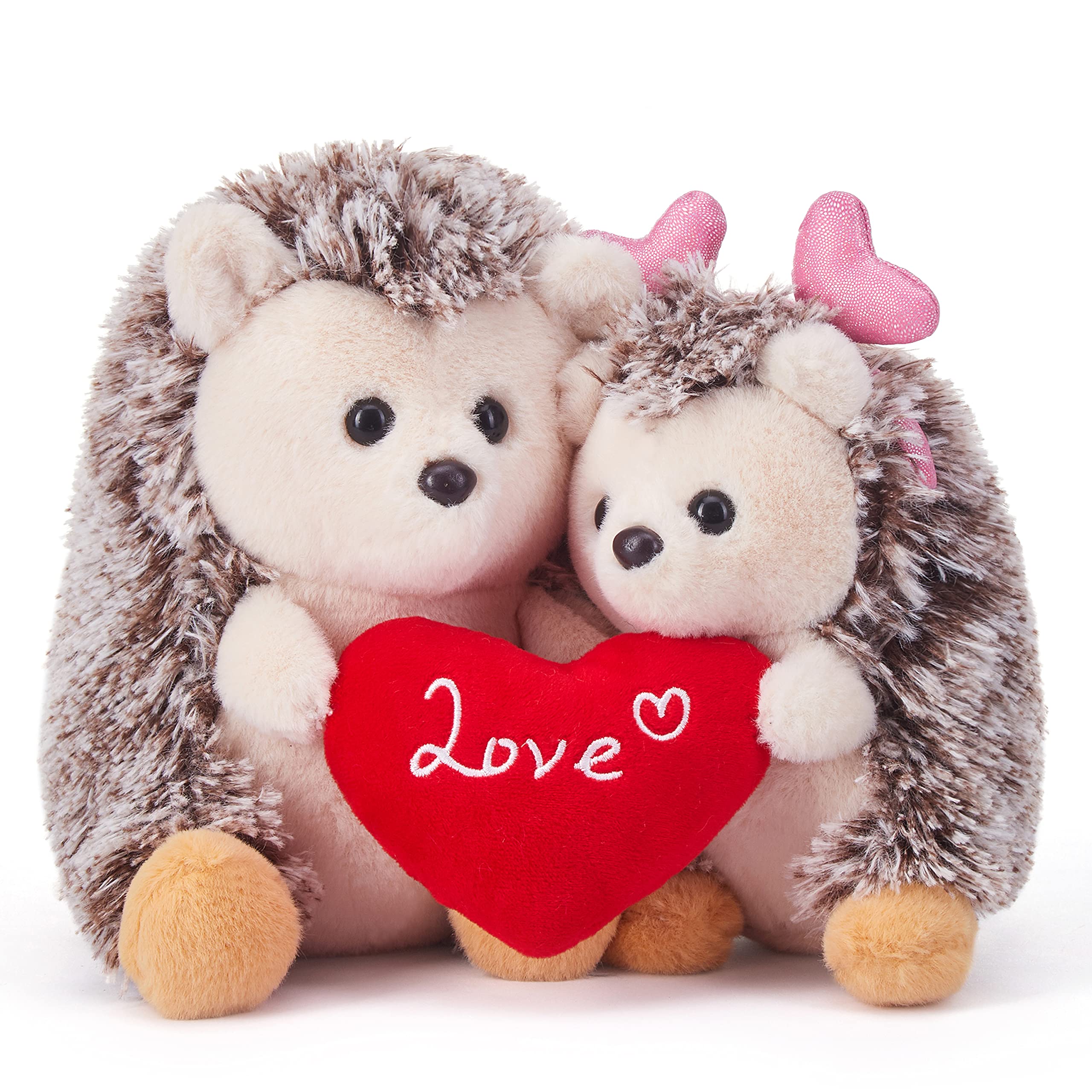 IKASA Hedgehog Stuffed Animal Plush Toy Holding Heart with Love for Valentine Day,7.8" Pair of Cute Soft Small Toy,Gifts for Girlfriend (Hedgehog)