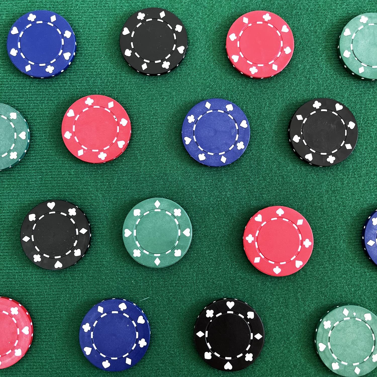 SEETOOOGAMES Casino Poker Chips - 100 Pieces 11.5g Suited Design - 4 Colors (25 red, 25 Green,25 Blue,25 Black)