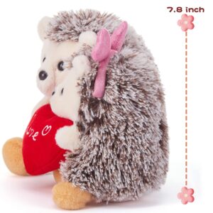 IKASA Hedgehog Stuffed Animal Plush Toy Holding Heart with Love for Valentine Day,7.8" Pair of Cute Soft Small Toy,Gifts for Girlfriend (Hedgehog)