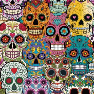 Day of The Dead Sugar Skull Puzzles for Adults 1000 Pieces, Halloween Horror Skeleton Puzzle of Mexican Sugar Skulls Poster, Dia De Los Muertos Jigsaw Puzzle Grateful Dead as Skull Decor