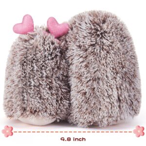 IKASA Hedgehog Stuffed Animal Plush Toy Holding Heart with Love for Valentine Day,7.8" Pair of Cute Soft Small Toy,Gifts for Girlfriend (Hedgehog)