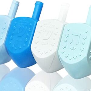 The Dreidel Company Hanukkah Blue and White Plastic Pastel Colored Dreidel, for Children, Boys and Girls, Party Favors (10-Pack)