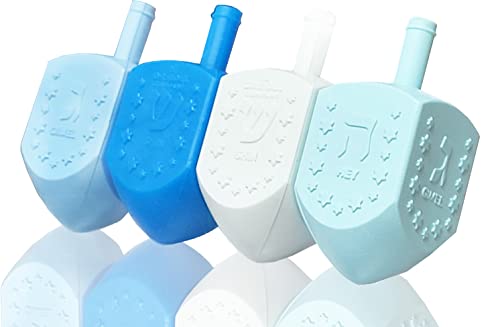 The Dreidel Company Hanukkah Blue and White Plastic Pastel Colored Dreidel, for Children, Boys and Girls, Party Favors (10-Pack)