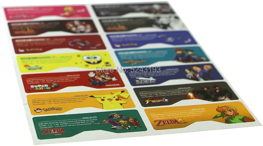 14 PCS Colourful Custom Design Back Tag Label Stickers for Gameboy Advance SP GBA SP Console