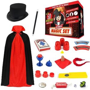 bloonsy magic kit for kids | magic tricks set for kids age 6 8 10 12 | magician costume for pretend play with easy to follow guide and video instructions included