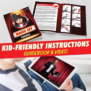 BLOONSY Magic Kit for Kids | Magic Tricks Set for Kids Age 6 8 10 12 | Magician Costume for Pretend Play with Easy to Follow Guide and Video Instructions Included