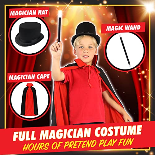 BLOONSY Magic Kit for Kids | Magic Tricks Set for Kids Age 6 8 10 12 | Magician Costume for Pretend Play with Easy to Follow Guide and Video Instructions Included