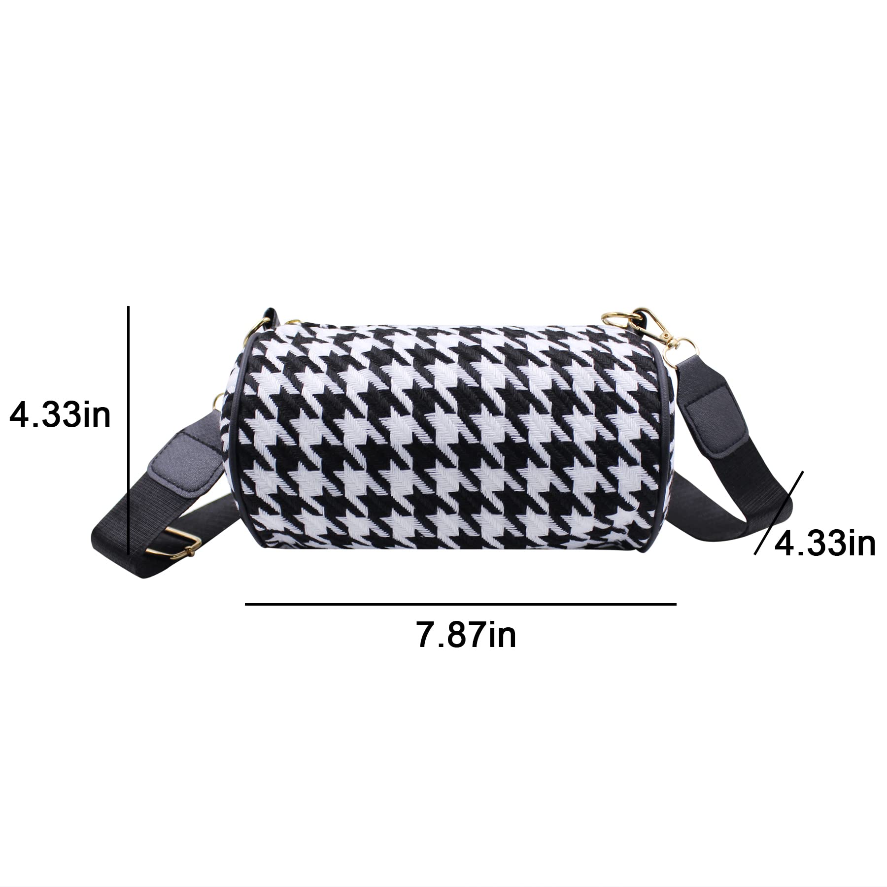 Women Fashion Houndstooth Printed Crossbody Shoulder Bag Lady Small Clutch Handbag with Mini Wallet Coin Purse