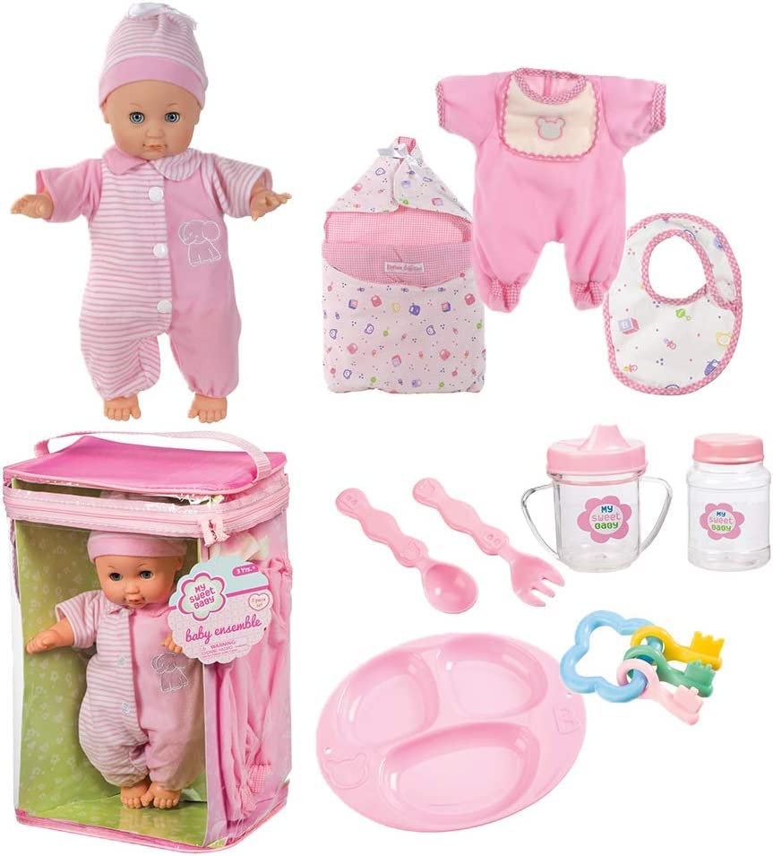 Toysmith My Sweet Baby Magic Baby Bottles, Baby Care Set, and Deluxe Baby Ensemble; Complete Baby Doll Care Set