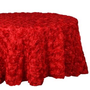 Efavormart 132" Wholesale Round Table Cover RED Grandiose Rosette 3D Satin Tablecloth for Wedding Party Event Decoration