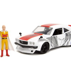 One Punch Man 1:24 1974 Mazda RX-3 Die-cast Car & 2.75" Saitama Figure, Toys for Kids and Adults