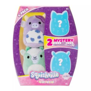 squishmallows squishville by original pastel squad plush - four 2-inch plush including bubba, palmer, laura, and jim - toys for kids