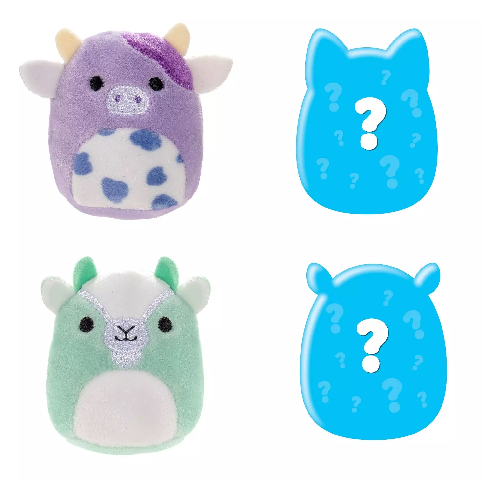 Squishmallows Squishville by Original Pastel Squad Plush - Four 2-Inch Plush Including Bubba, Palmer, Laura, and Jim - Toys for Kids