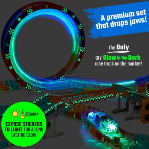 JITTERYGIT Race Track Glow in The Dark Magic Toy Set, Kids Light Up Flexible Car Tracks - Best Birthday Gift for Boys Girls and Toddlers 3 4 5 6 7 8 Year Old