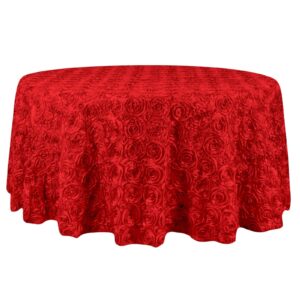 efavormart 132" wholesale round table cover red grandiose rosette 3d satin tablecloth for wedding party event decoration