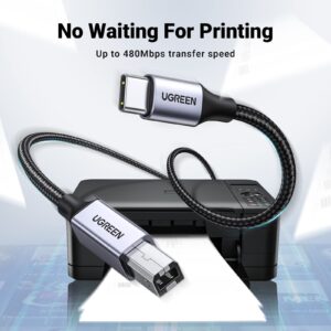 UGREEN USB B to USB C Printer Cable 3 FT Bundle with 6 FT USB B to USB C Printer Cable