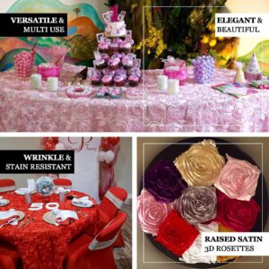 Efavormart 132" Wholesale Round Table Cover RED Grandiose Rosette 3D Satin Tablecloth for Wedding Party Event Decoration