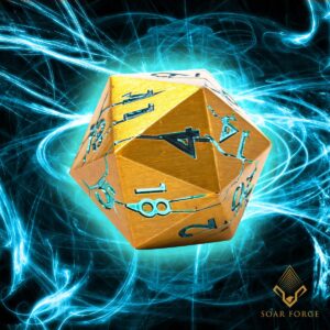 Pharaoh Ruins Gold Metal Dice + Cracked Lightning Metal Dice Set