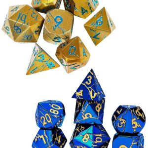 Pharaoh Ruins Gold Metal Dice + Cracked Lightning Metal Dice Set