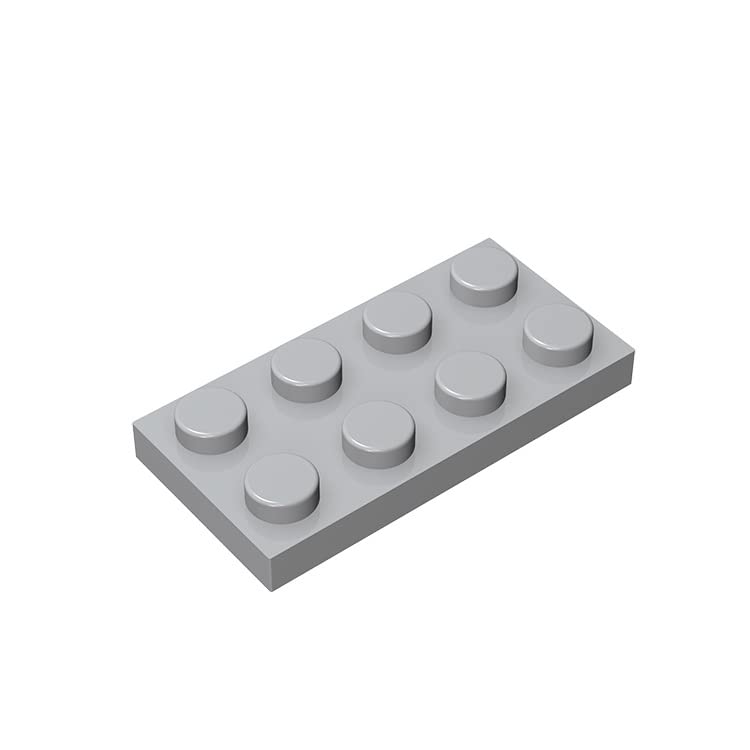 Classic Building Bricks Plate 2x4, 100 Piece, Compatible with Lego Parts and Pieces 3020, Creative Play Set - 100% Compatible with All Major Brick Brands(Colour:Light Grey)