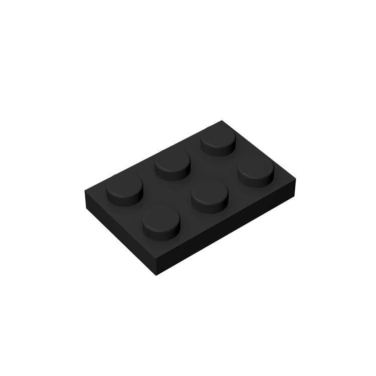 Classic Building Plate 2x3, 100 Piece, Compatible with Lego Parts and Pieces 3021, Creative Play Set - 100% Compatible with All Major Brick Brands(Colour:Black)