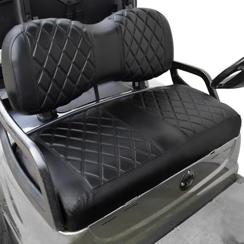 NOKINS Golf Cart YD Diamond Seat Cover for Yamaha Drive/Drive 2 Original Regular Seat Cushion, No Stapler, Golf Cart Vinyl Replacement Front Seat Cover Black Stitching