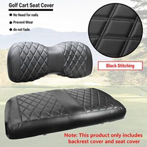 NOKINS Golf Cart YD Diamond Seat Cover for Yamaha Drive/Drive 2 Original Regular Seat Cushion, No Stapler, Golf Cart Vinyl Replacement Front Seat Cover Black Stitching