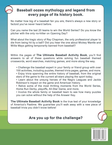 The Ultimate Baseball Activity Book: Crosswords, Word Searches, Puzzles, Fun Facts, Trivia Challenges and Much More for Baseball Lovers! (Perfect Baseball Gift)