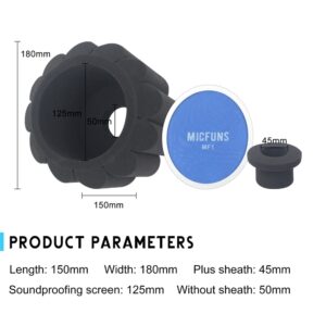 Micfuns MF2 Microphone Windscreen Pop Filter,Side Cutout 45-60-mm Suspended Microphones SM7B, Sound Absorbing Foam Reducing Noise And Reflections