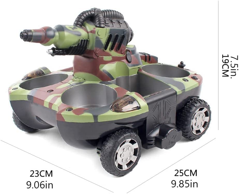 Beach Toys 360° Rotating RC Car 2.4G Remote Control Amphibious Waterproof Military Tanks and Ships RC Water Jet Deformation Fighting Vehicles Outdoor All Terrain RC Cars for Children