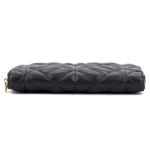 Olivia Miller Women's Fashion Jenna PVC Quilted Black Clutch Wallet w Practical Zip Around Zipper