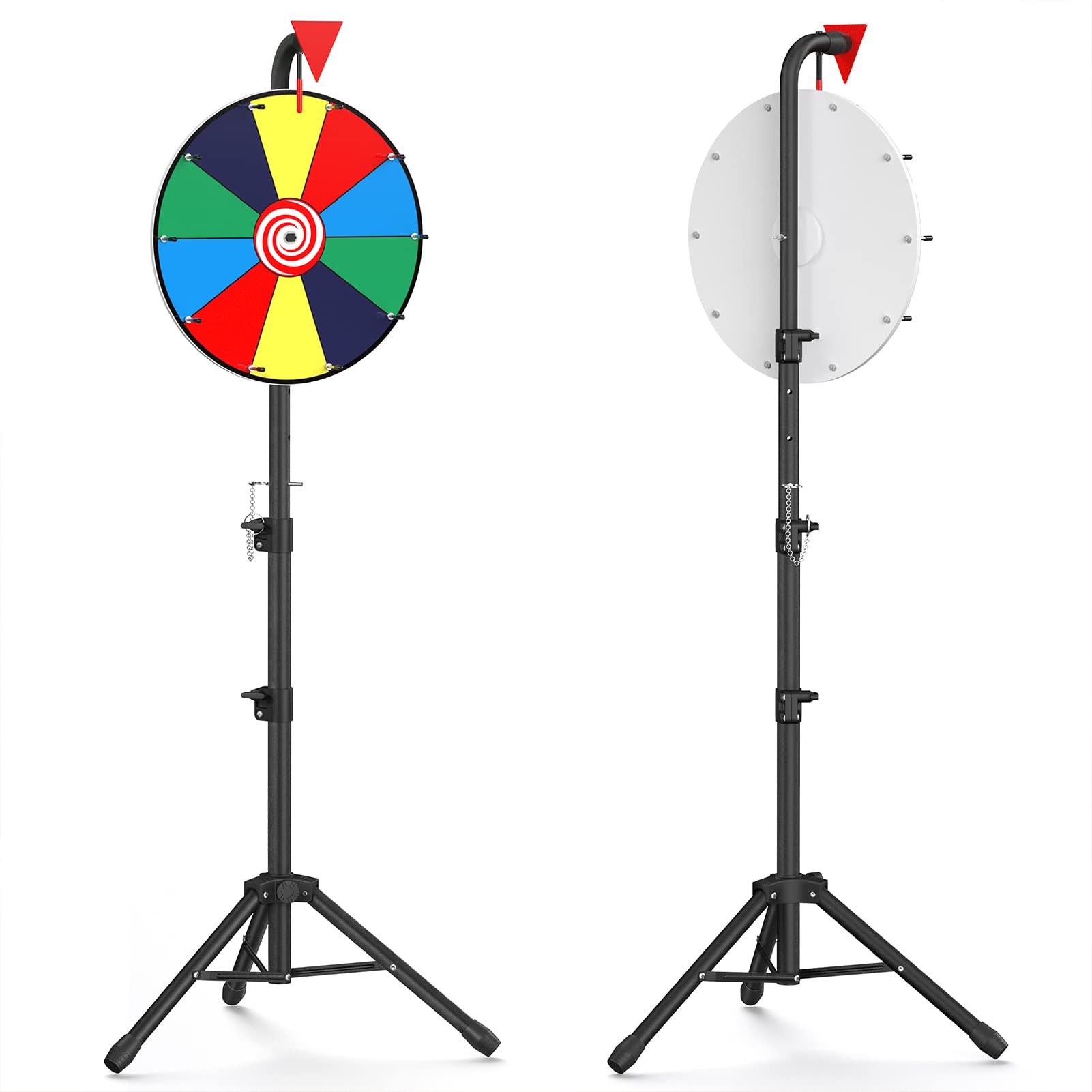 XvmeiMym 16 inches Spinning Prize Wheel, 10 Slots Floor Spinner - Tabletop Heavy Duty Adjustable Height Roulette Wheel for Carnival, Trade Show, Win Fortune Spin Games