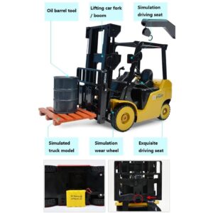 QIYHBVR Remote Control Forklift 1/8 Scale RC Forklift, 2.4Ghz RC Construction Engineering Forklift Toy Warehouse Truck Vehicle 11 Channel Toy Forklift with Light/Sound