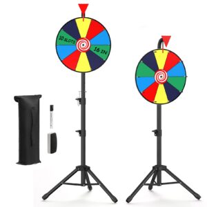 XvmeiMym 16 inches Spinning Prize Wheel, 10 Slots Floor Spinner - Tabletop Heavy Duty Adjustable Height Roulette Wheel for Carnival, Trade Show, Win Fortune Spin Games