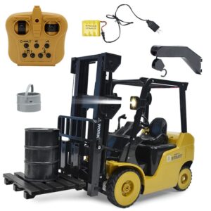 qiyhbvr remote control forklift 1/8 scale rc forklift, 2.4ghz rc construction engineering forklift toy warehouse truck vehicle 11 channel toy forklift with light/sound