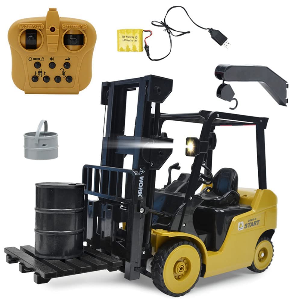 QIYHBVR Remote Control Forklift 1/8 Scale RC Forklift, 2.4Ghz RC Construction Engineering Forklift Toy Warehouse Truck Vehicle 11 Channel Toy Forklift with Light/Sound