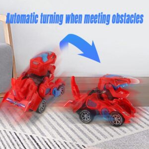 HCPBRS Dinosaur Transformation Car Toy, 2 in 1 Transforming Dinosaur Car Toys with LED Light and Music, Automatic Deformation Dino Race Car Rotate Dinosaur Transform Racing Cars for Kids Gifts (3PCS)