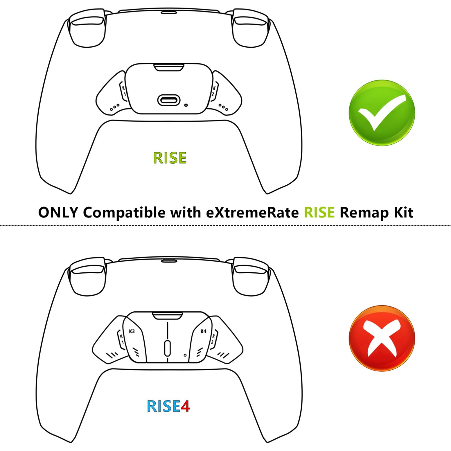 Gold Real Metal Buttons (RMB) Version K1 K2 Buttons Housing & Remap PCB Board for PS5 Controller eXtremeRate Rise Remap Kit – NOT Included The Controller & Flex Cables and Other Rise Accessories