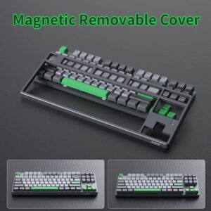 NACODEX AK873 TKL Hot Swappable Mechanical Keyboard with MDA Profile PBT Keycaps | Custom Lubed Linear Switch | Magnetic Removable Cover BT5.0/2.4GHZ/Wired Programmable RGB Keyboard