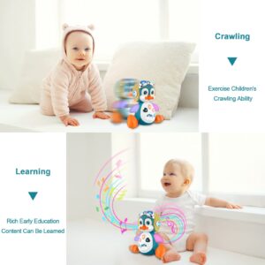 US-VIVIV Baby Musical Toys Penguin 6-18 Months 2 Year Old and up Boys Girls Crawling Toys Early Learning Interactive Educational Preschool Development Kid Birthday Gifts Toy Christmas Brown