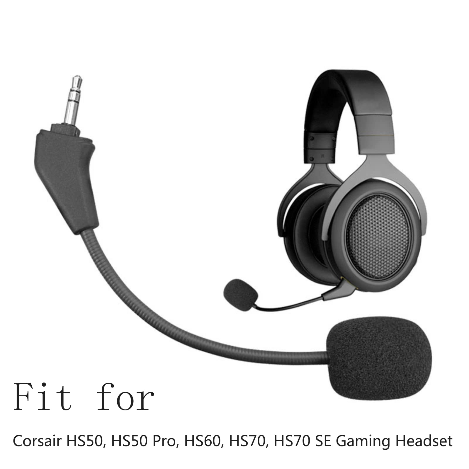 Sqrmekoko HS70 MIC, Boom Microphone Replacement for Corsair HS50, HS50 Pro, HS60, HS70, HS70 SE Gaming Headset on PS5, PS4, Xbox One, PC, Mac, Phone, Noise Cancelling