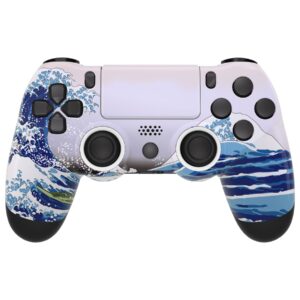 eXtremeRate The Great Wave Ghost Replacement Faceplate Touchpad Cover, Redesigned Housing Shell Case Touch Pad Compatible with PS4 Slim Pro Controller JDM-040/050/055 - Controller NOT Included